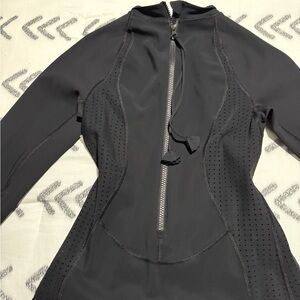 Black lulu Long-Sleeve Zip-Up Top